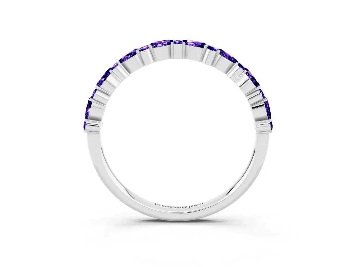 Pear and Round Tanzanite Wedding Band White gold