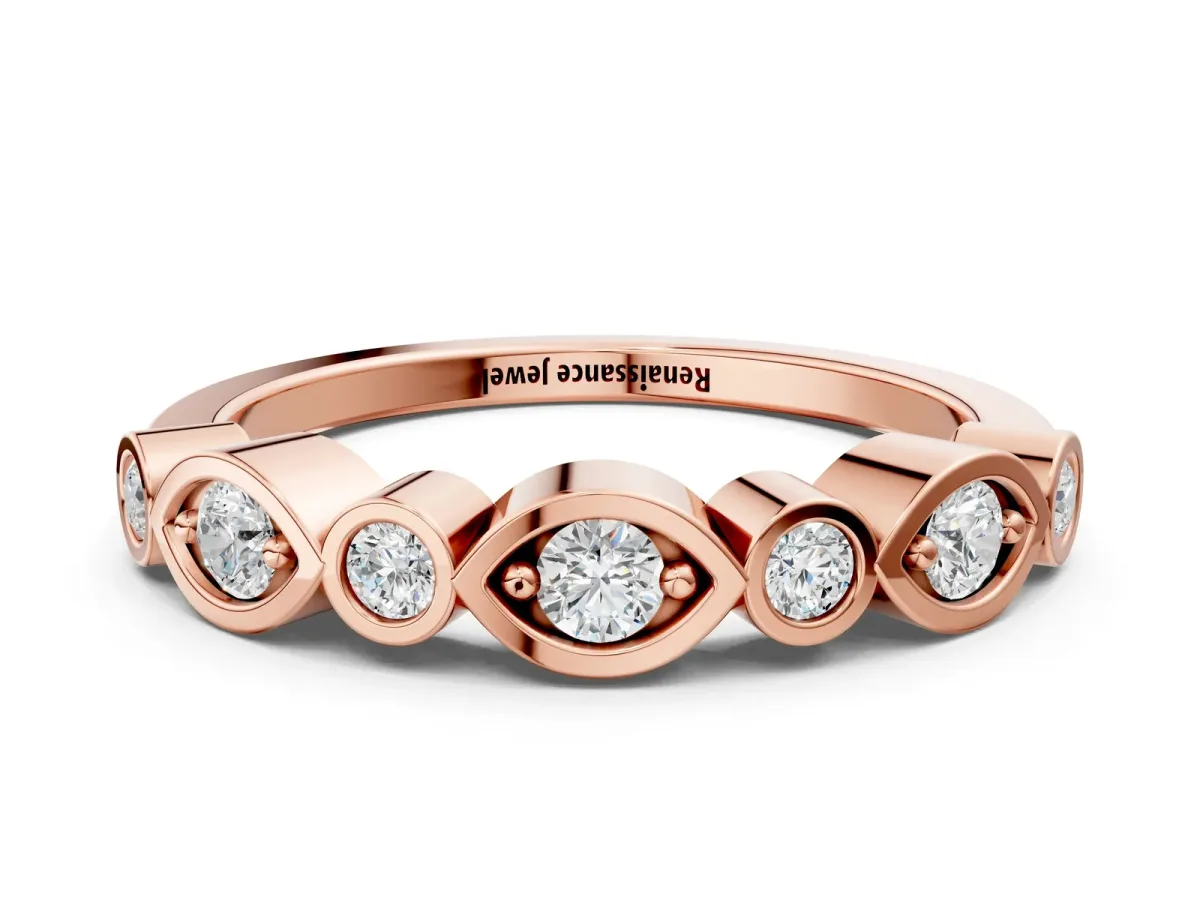 Bezel Set Mixed Shape Diamond Eternity Band Rose gold