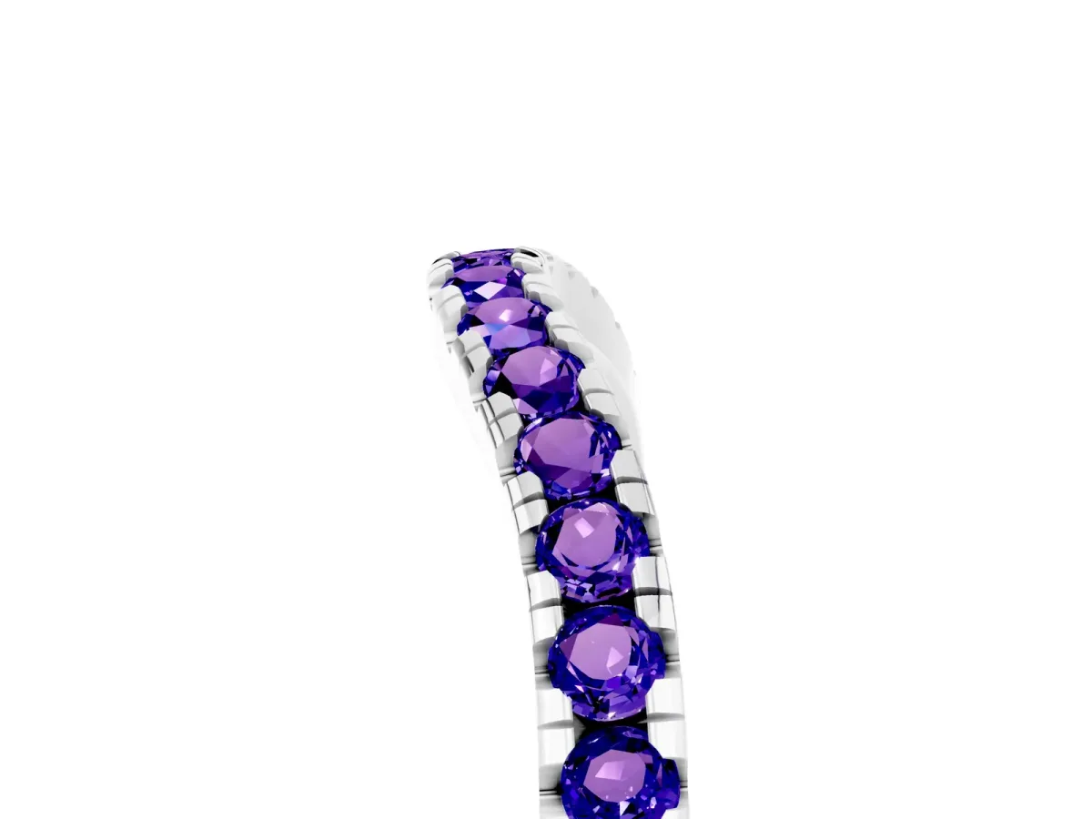 Tanzanite Pavé Curved Wedding Band Platinum