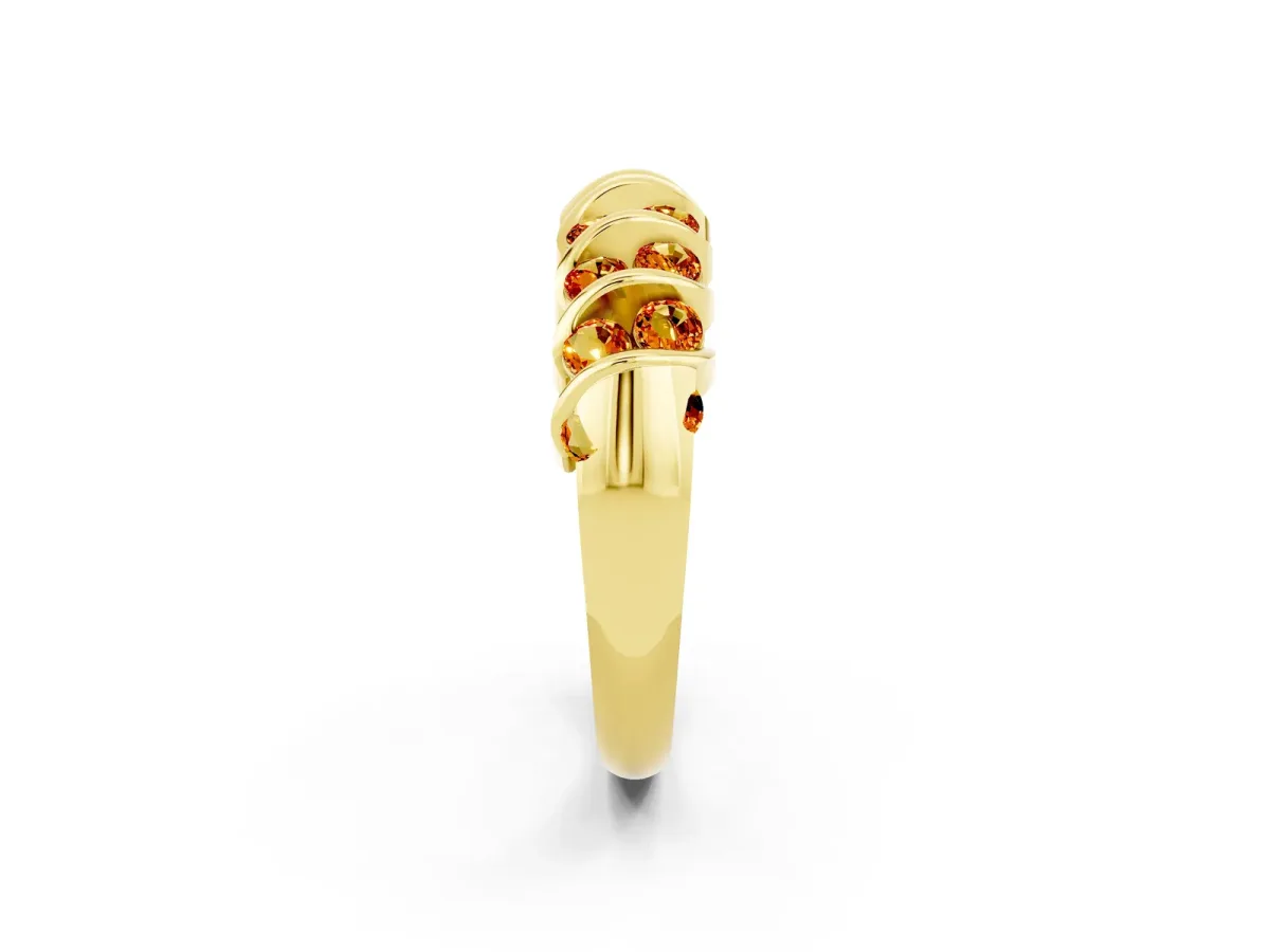 Channel Set Round Citrine Multi-Row Band Yellow gold