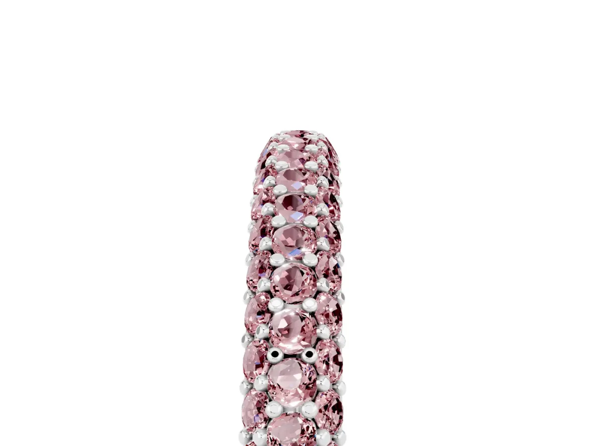 Round Morganite Pavé Eternity Band with Shared Prong Setting White gold