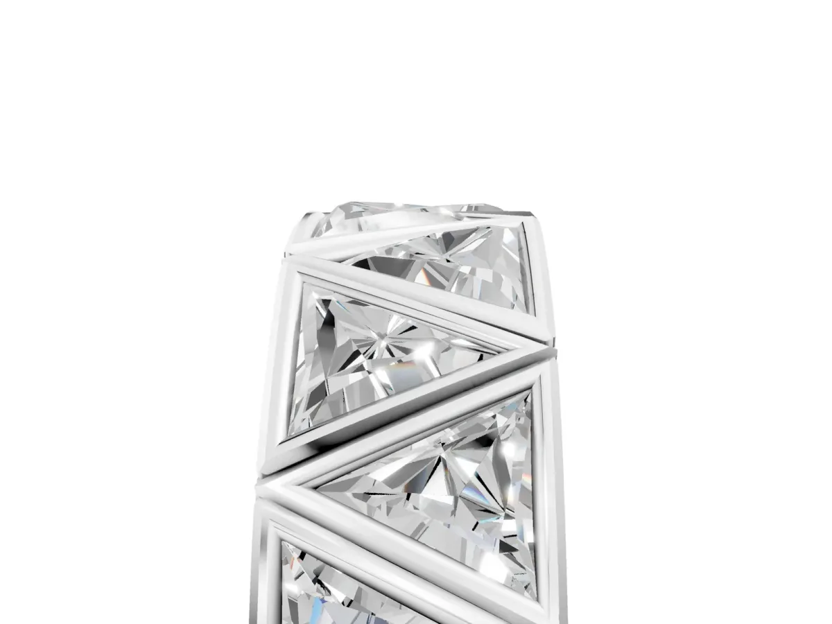 Triangle Diamond Geometric Mens Band Silver