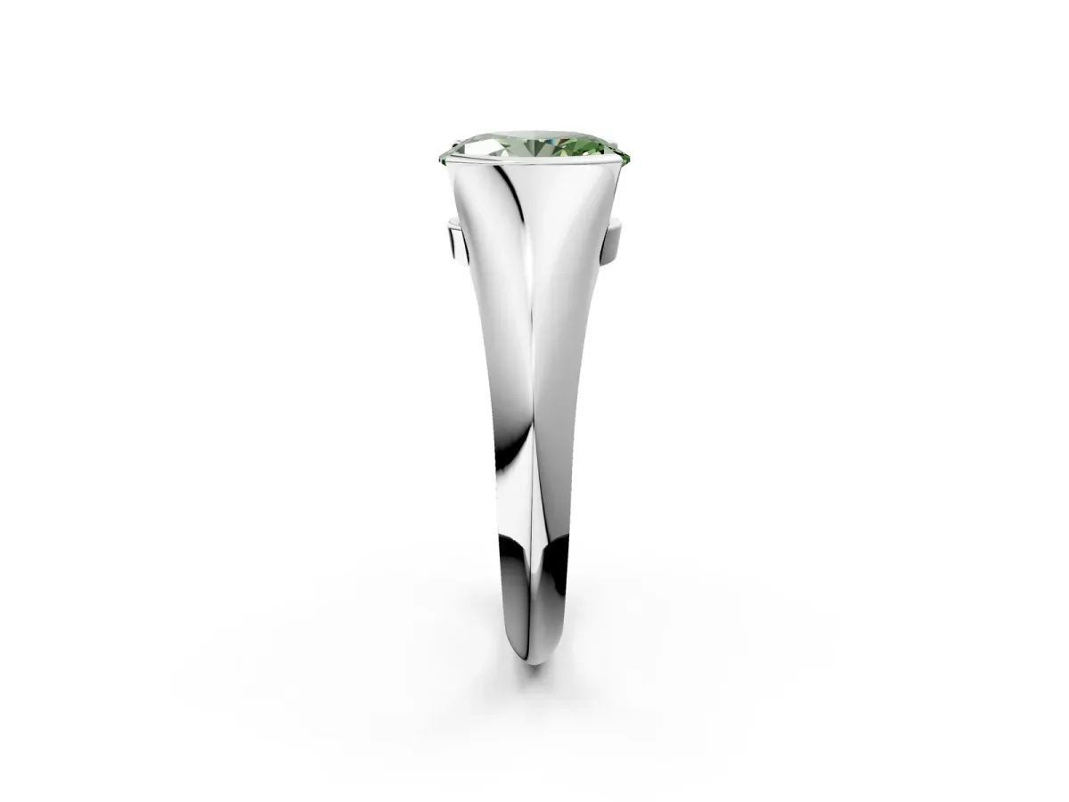 Fancy Green Oval Cut Solitaire Tension Set Diamond Ring Platinum