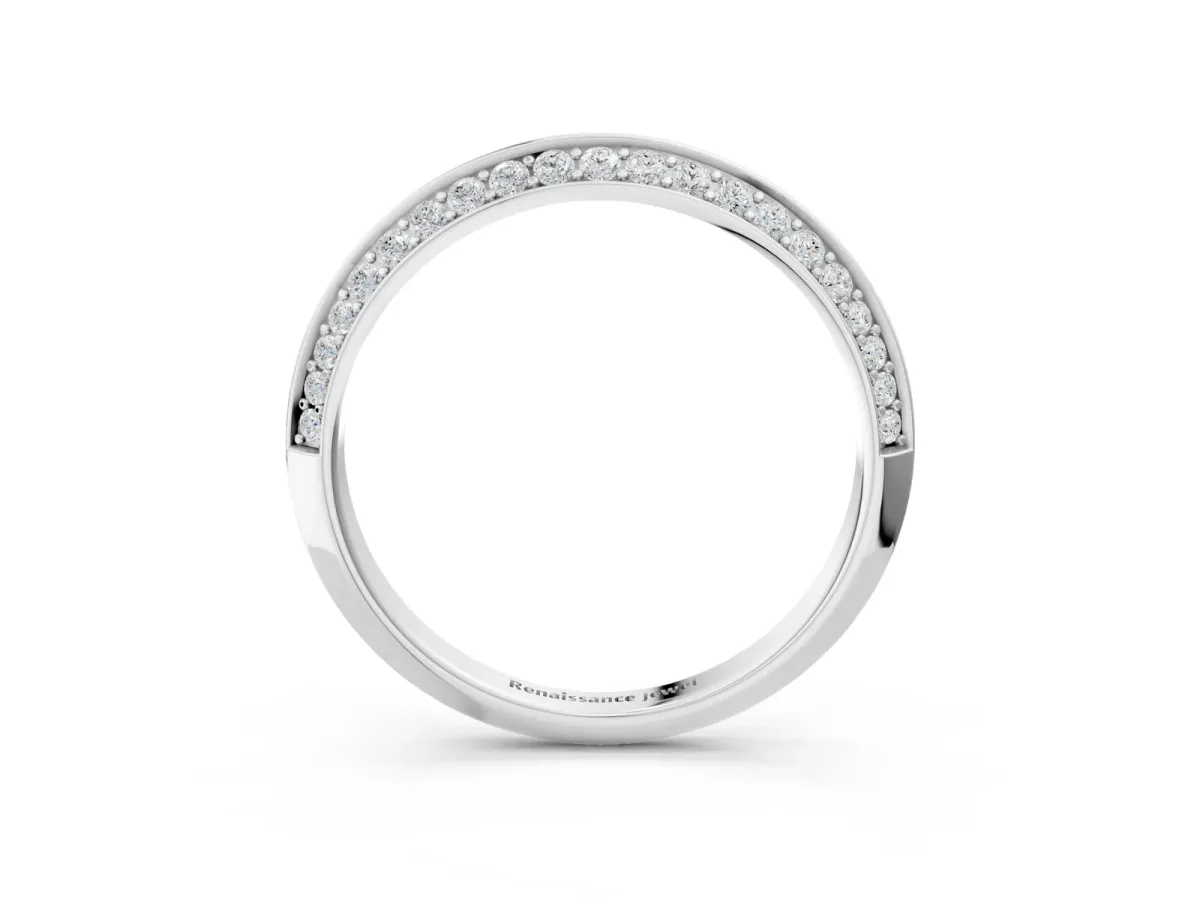 Double Row Pavé Round Diamond Eternity Band with Channel Setting Silver