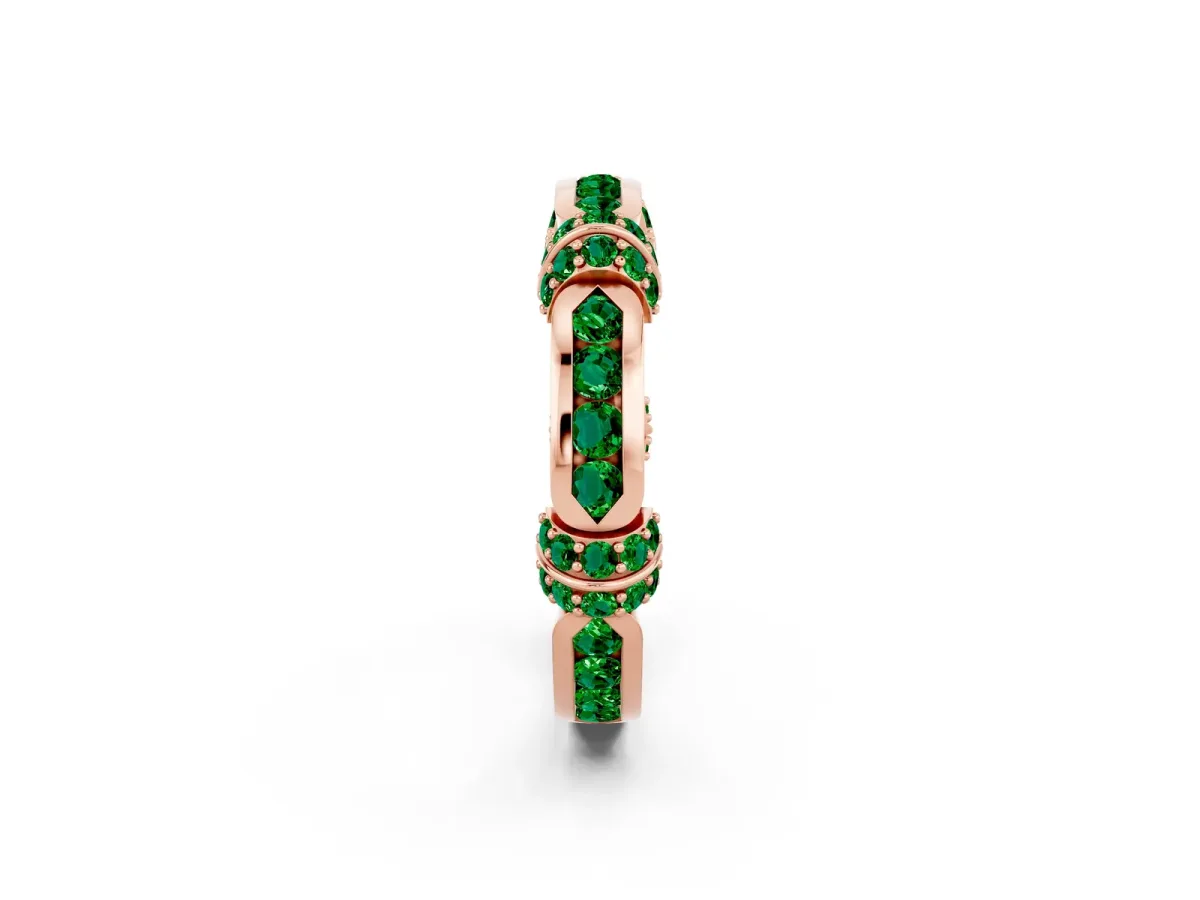Pavé Round Emerald Link Band with Bezel Setting Rose gold