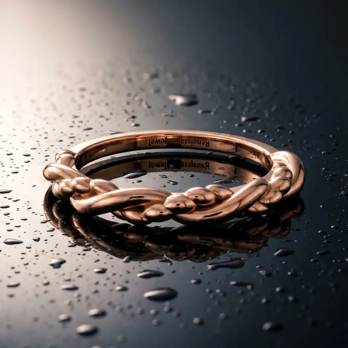 Twisted Rope Solitaire Band Rose gold