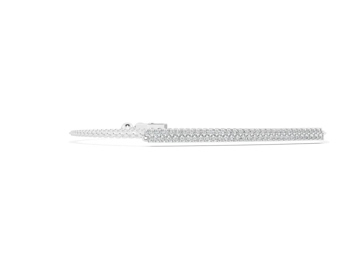 Pavé Round Diamond Box Chain Slider Bracelet White gold
