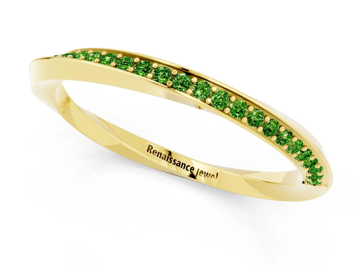 Pavé Round Peridot Twist Band Yellow gold