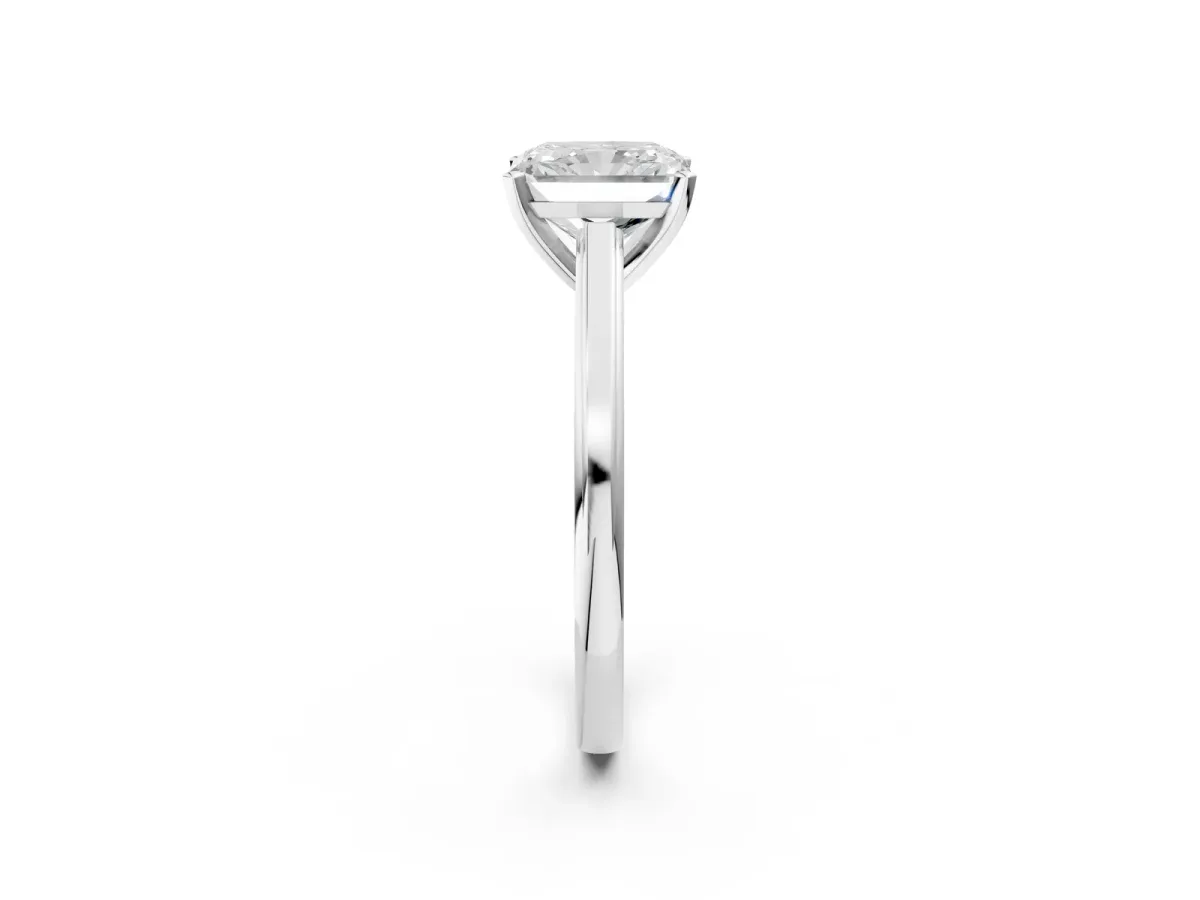 Radiant Cut Solitaire Diamond Ring with Four-Prong Setting and Classic Band Platinum