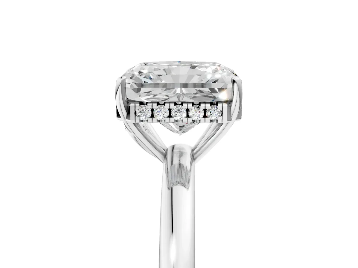 Round Cut Solitaire Diamond Ring with Prong Setting and Plain Band Platinum