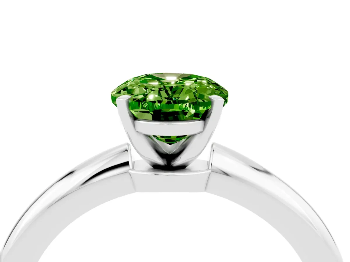 Oval Cut Peridot Solitaire Ring with Six-Prong Setting and Classic Band Silver