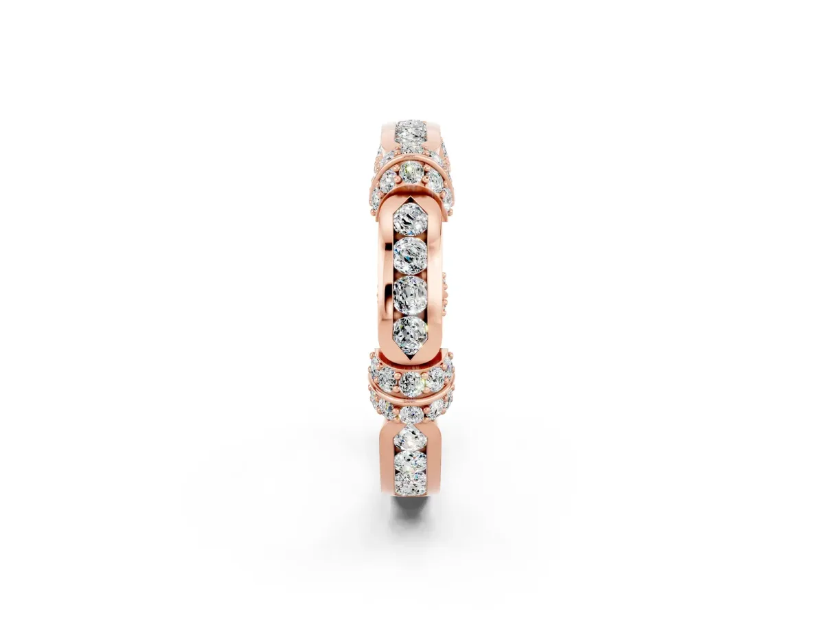 Pavé Round Moissanite Link Band with Bezel Setting Rose gold