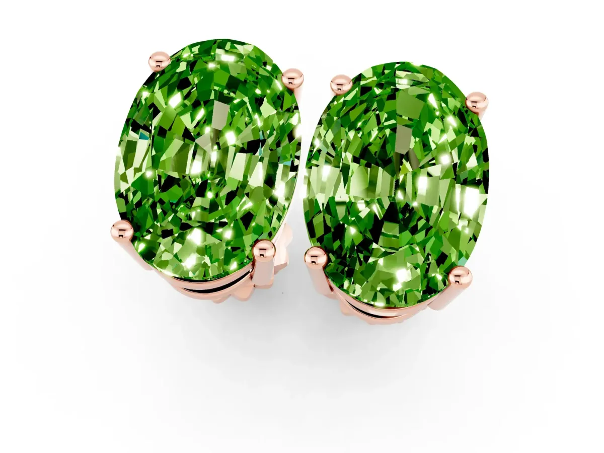 Oval Cut Peridot Stud Earrings Rose gold