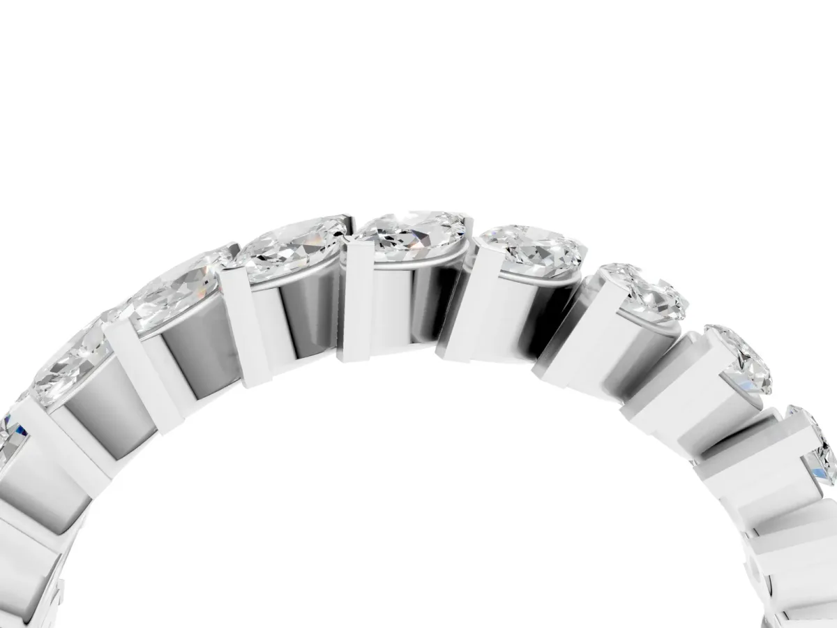 Marquise Diamond Shared Prong Full Eternity Band Silver