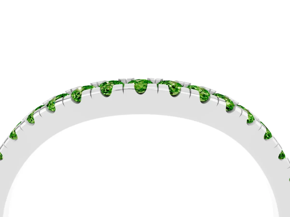 Peridot Pavé Curved Wedding Band Silver