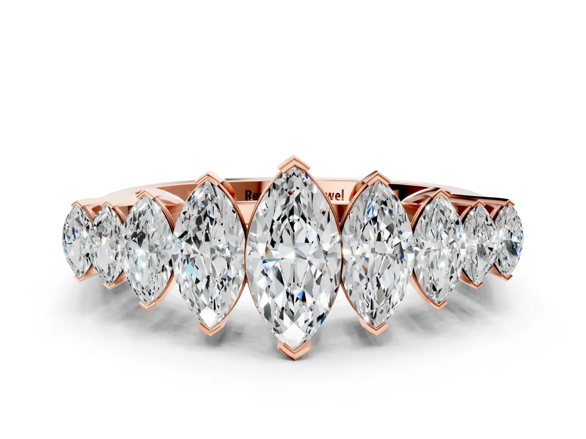 Marquise Diamond Prong Set Curved Band Rose gold