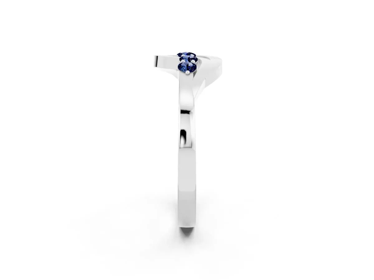 Five-Stone Round Blue Sapphire Crossover Band with Prong Setting White gold