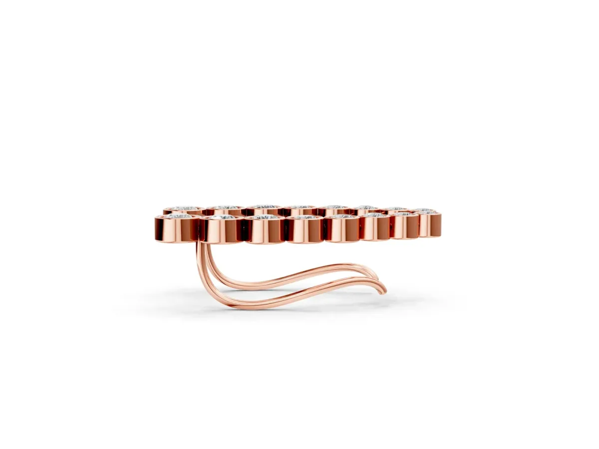 Bezel-Set Round Diamond Climber Earrings Rose gold