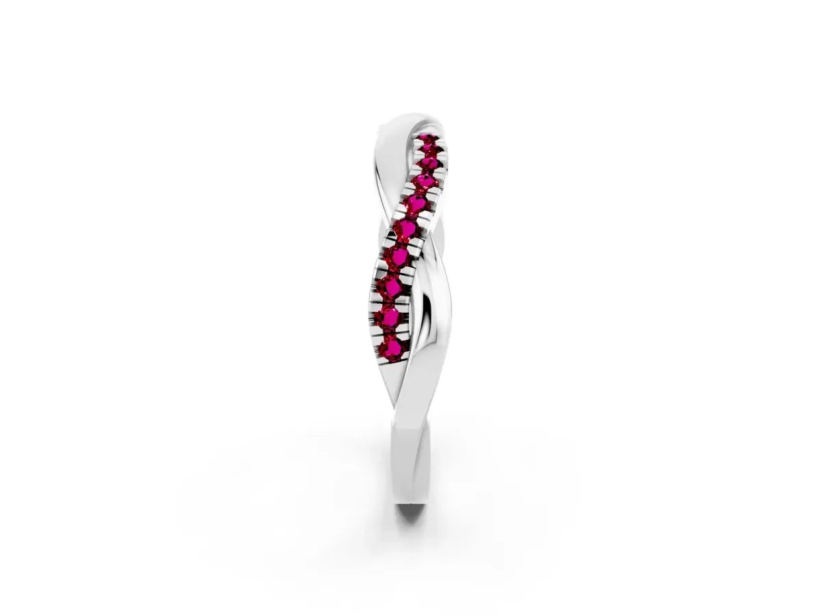 Round Garnet Twisted Infinity Band with Prong Setting Silver