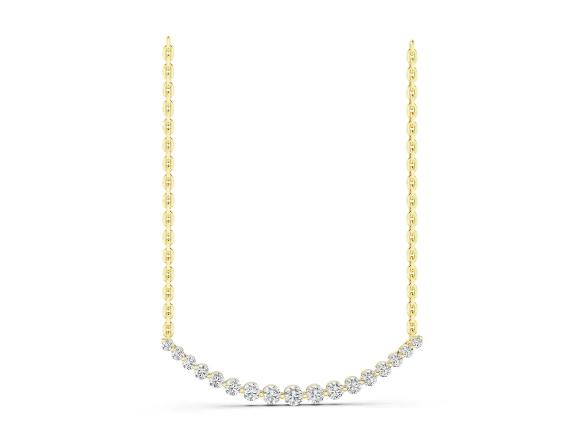 Round Diamond V-Prong Bar Pendant Yellow gold