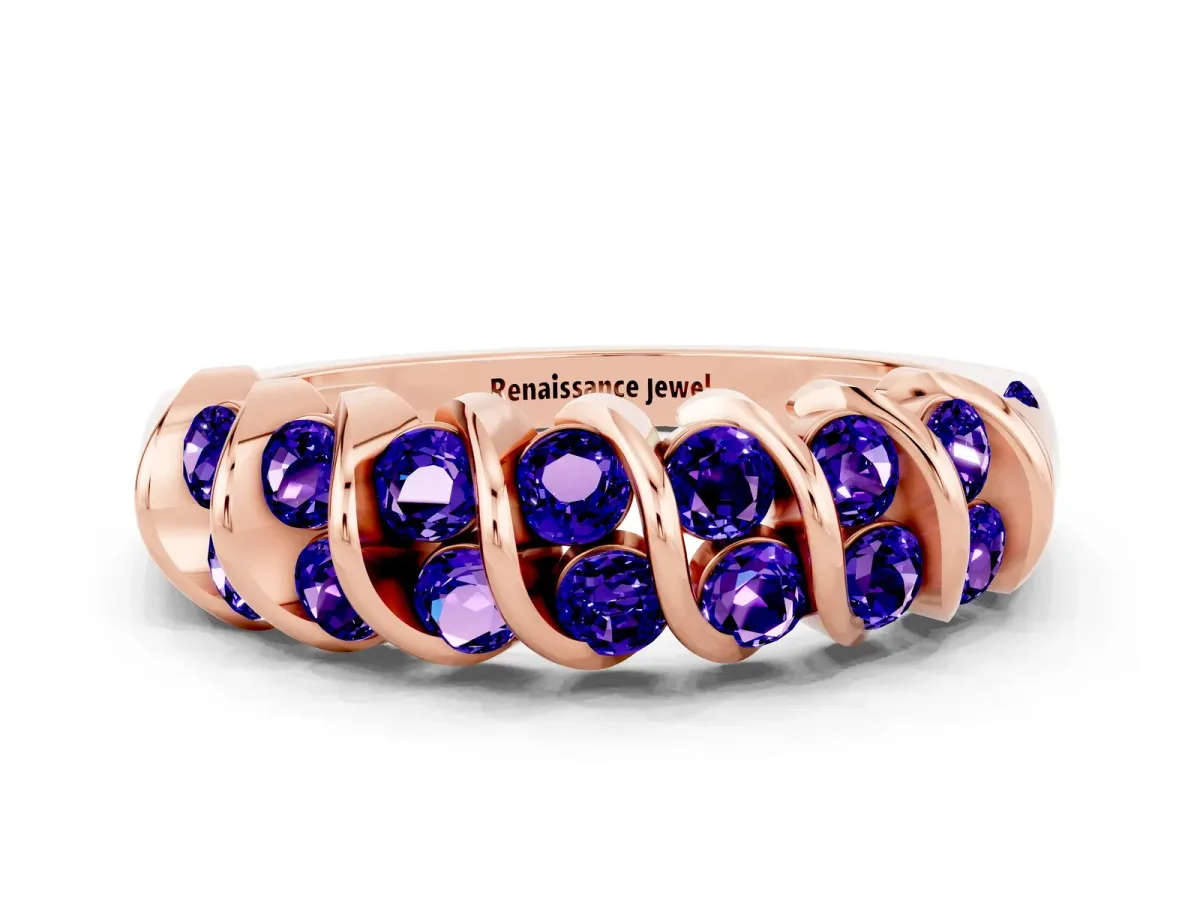 Channel Set Round Tanzanite Multi-Row Band Rose gold