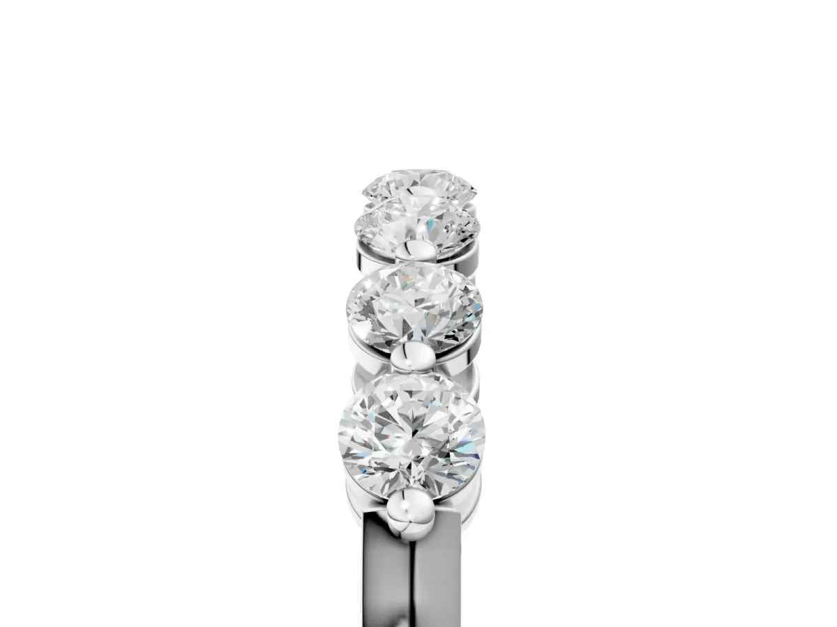 Round Cut Diamond Prong Set Half Eternity Band Platinum