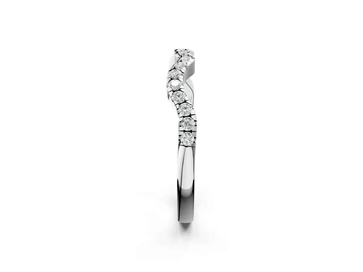 Round Diamond Pavé Curved Wedding Band Platinum
