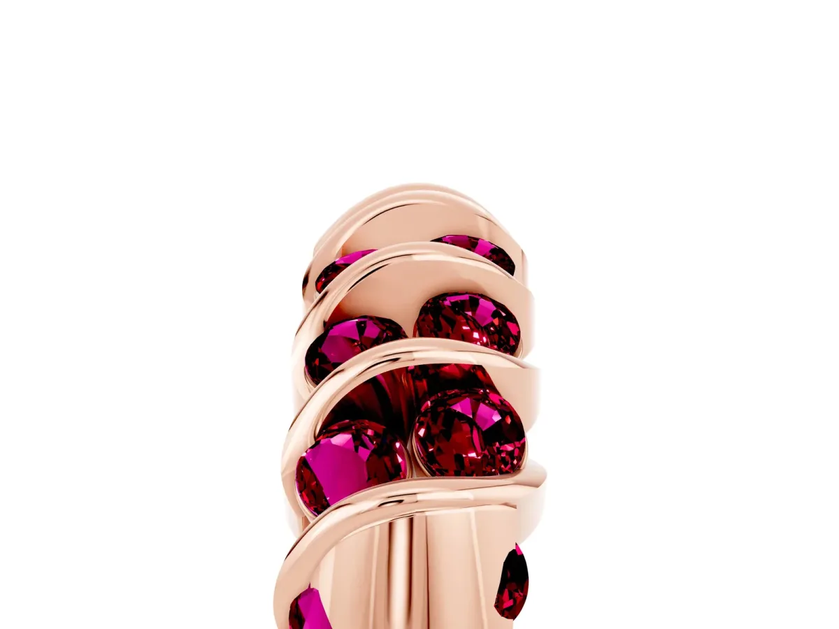Channel Set Round Garnet Multi-Row Band Rose gold