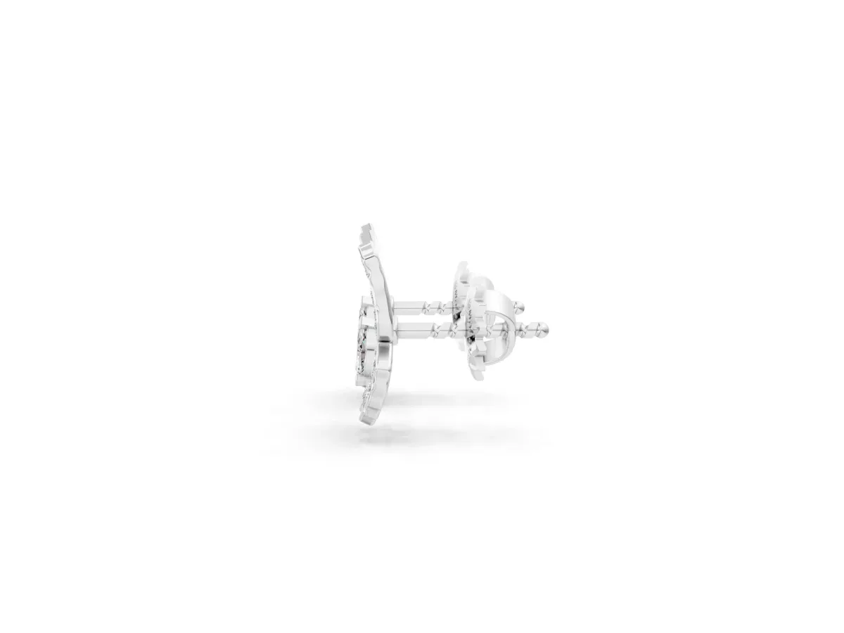 Round and Marquise Diamond Flutter Butterfly Stud Earrings Platinum