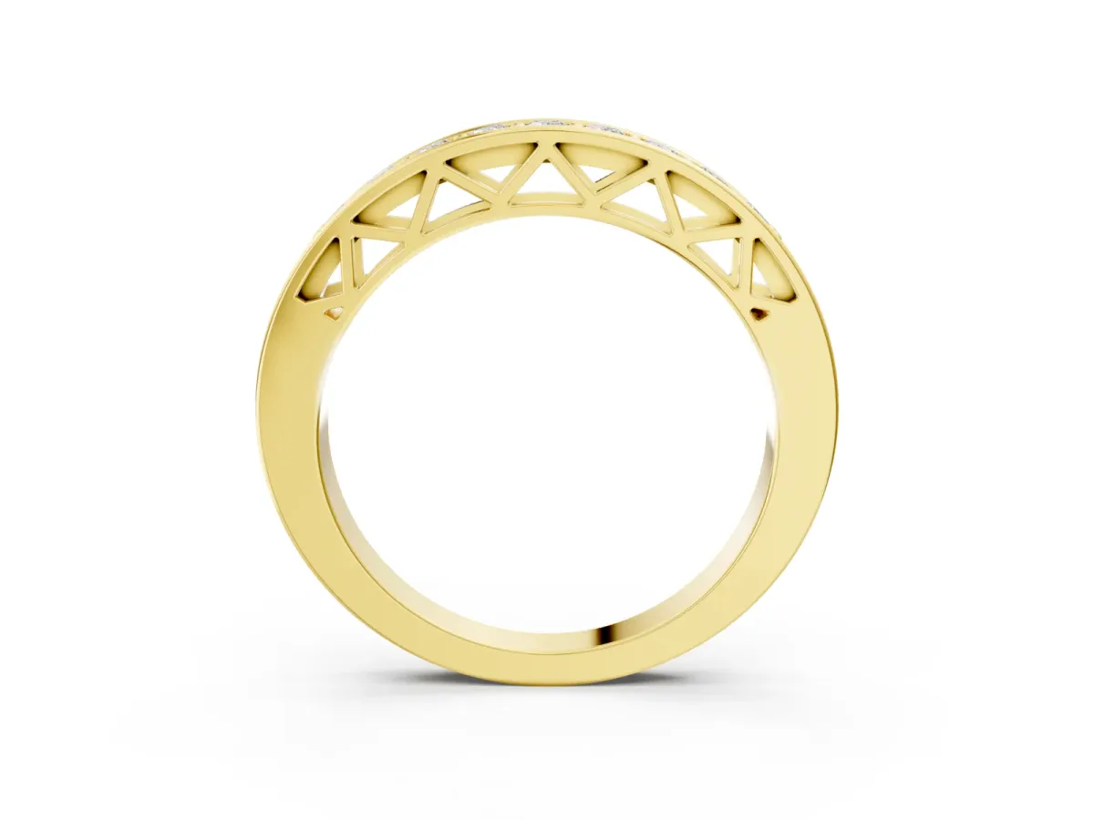 Channel-Set Round Diamond Eternity Band with Shared Prong Setting Yellow gold