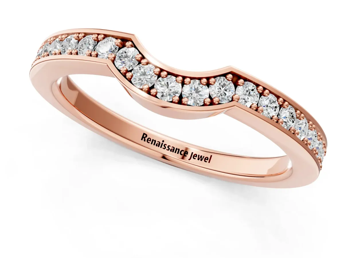 Pavé Round Diamond Contour Band with Channel Setting Rose gold