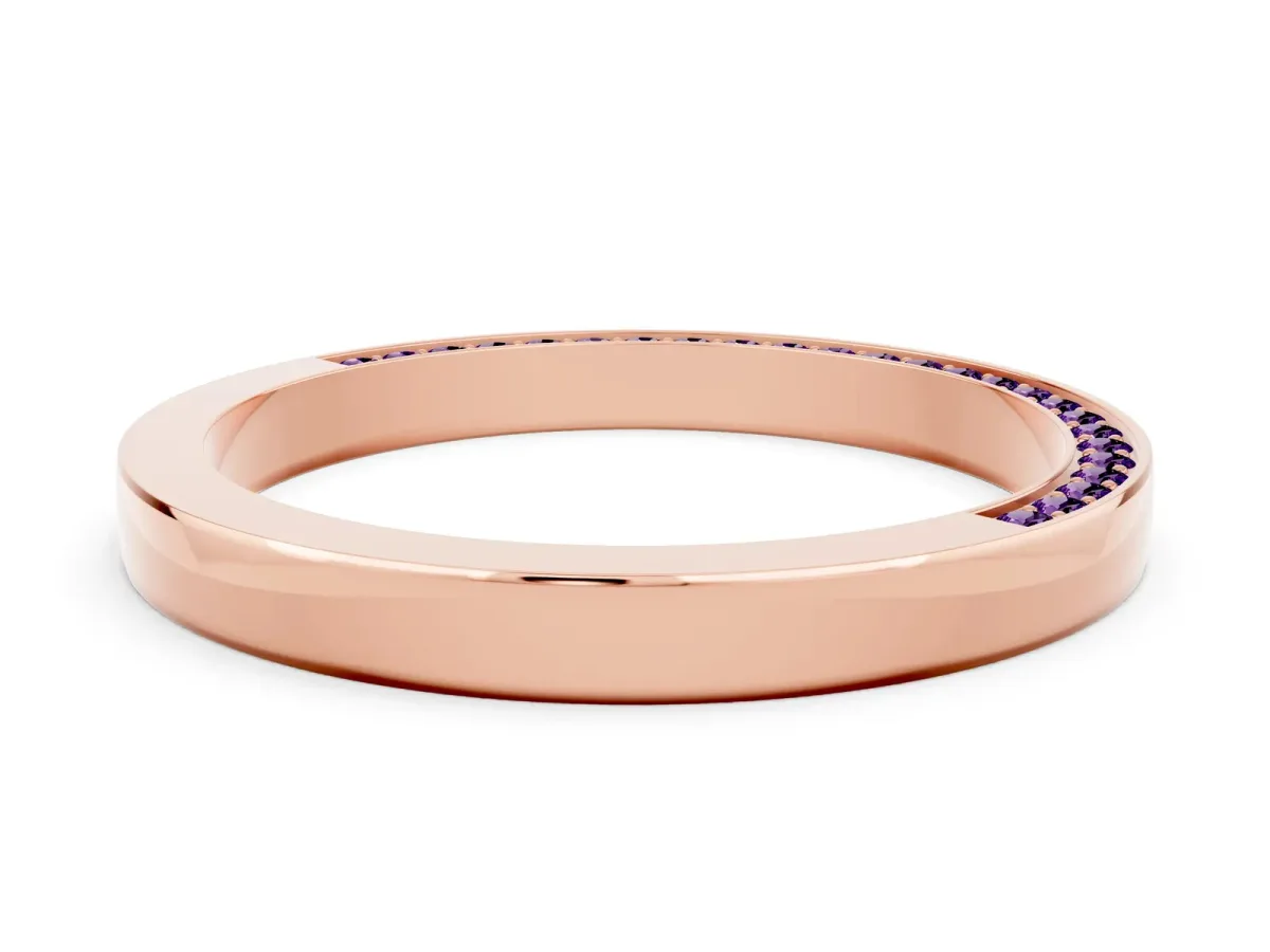 Pavé Round Amethyst Channel Set Band Rose gold