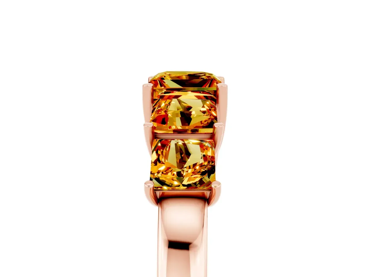 Princess Cut Five-Stone Citrine Ring with Classic Prong Setting Rose gold