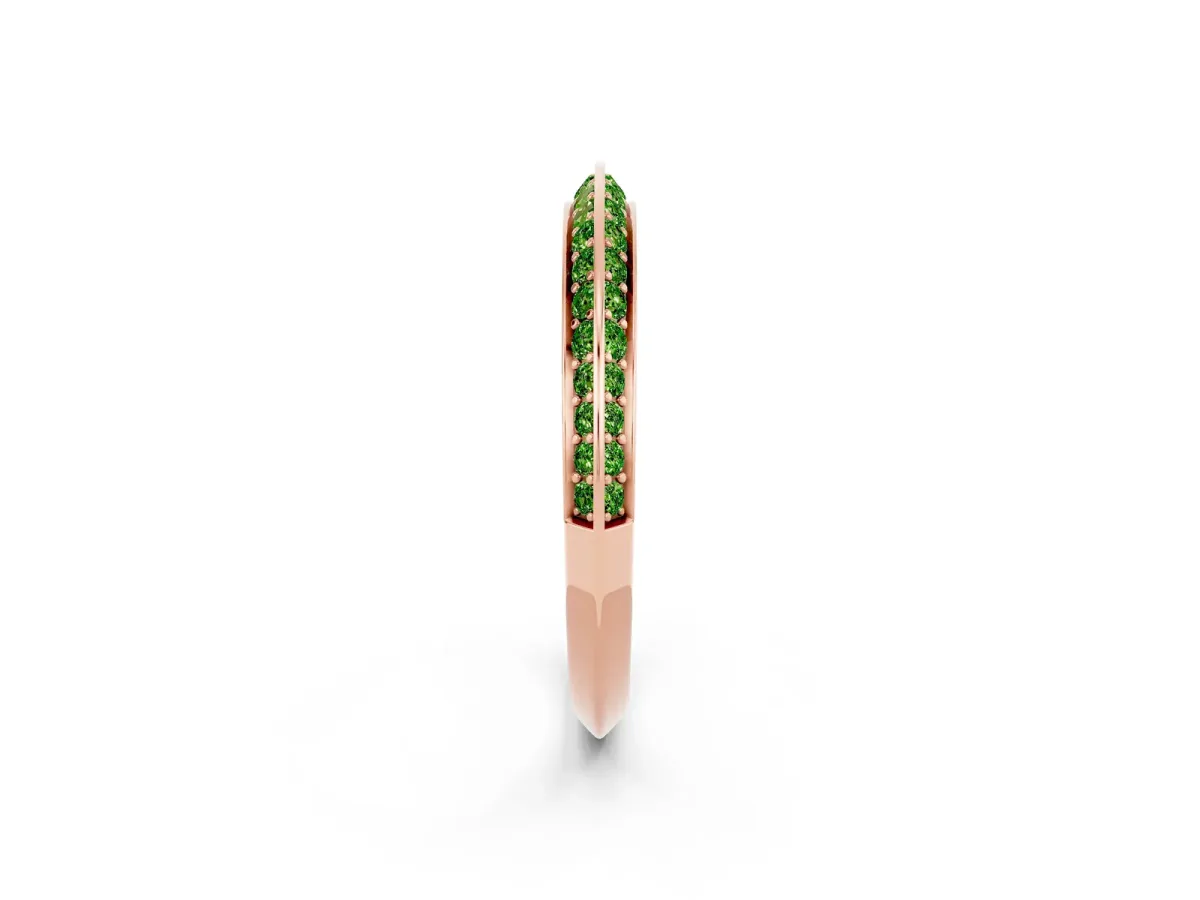 Double Row Pavé Round Peridot Eternity Band with Channel Setting Rose gold
