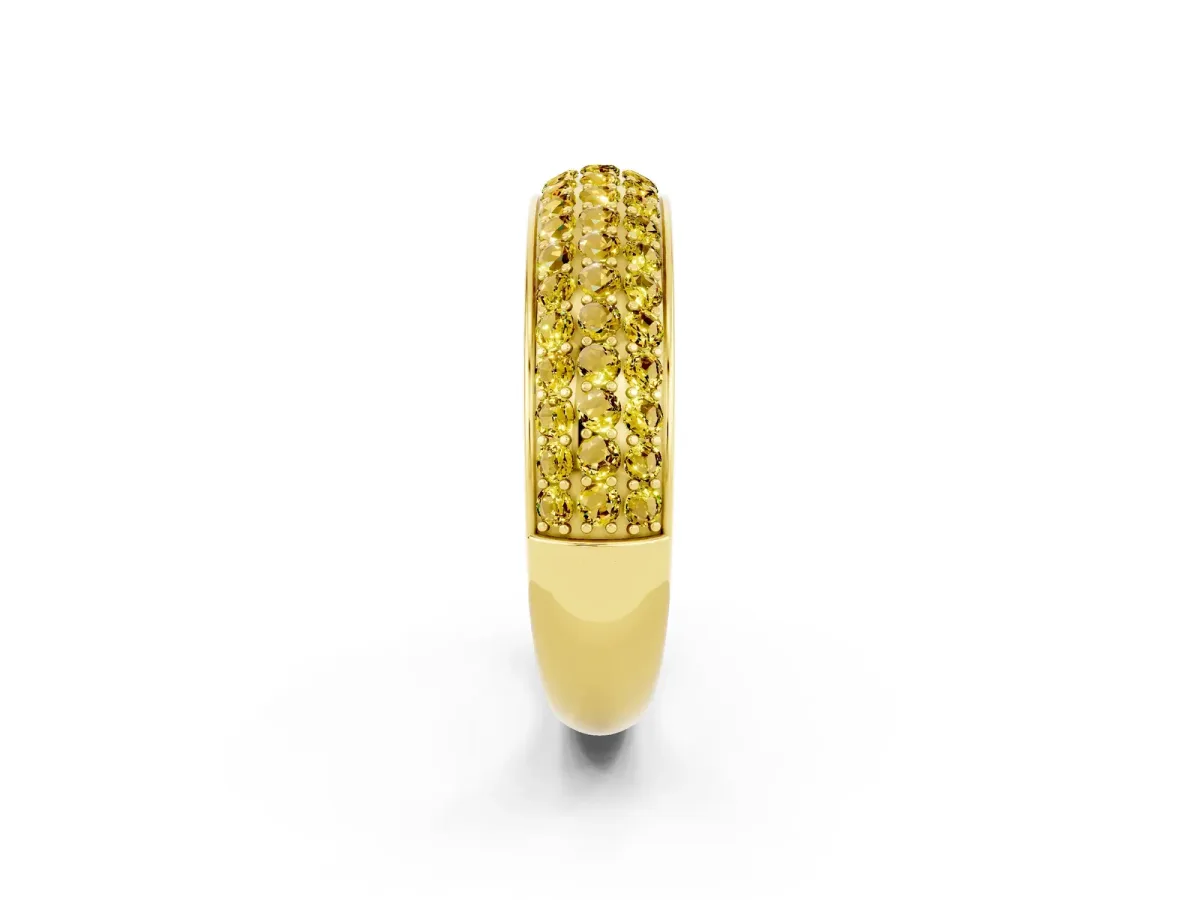 Three-Row Round Yellow Sapphire Eternity Band with Shared Prong Setting Yellow gold