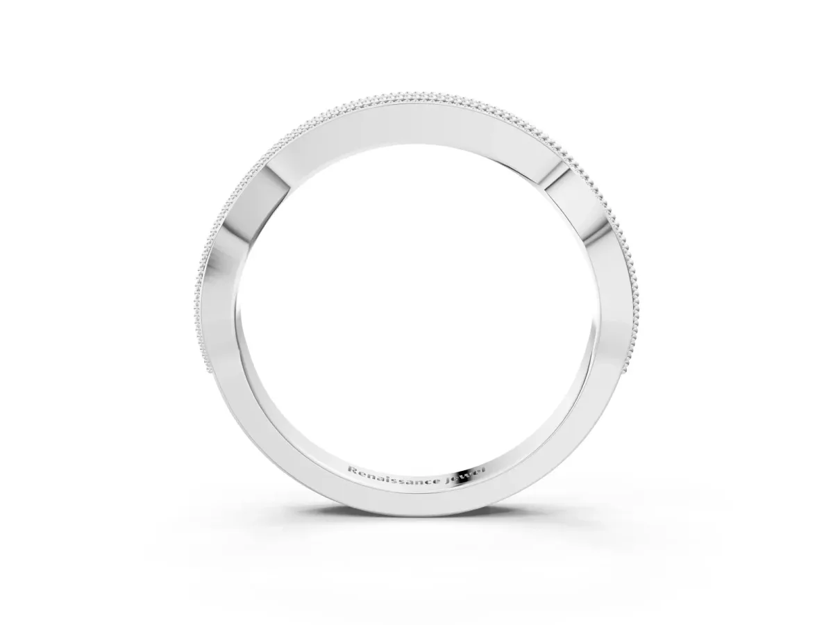 Milgrain Channel-Set Round Diamond Contour Band Platinum