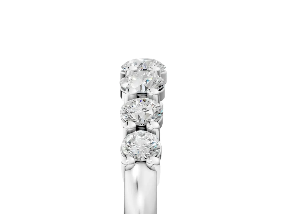 Round Diamond Prong-Set Half-Eternity Band Silver