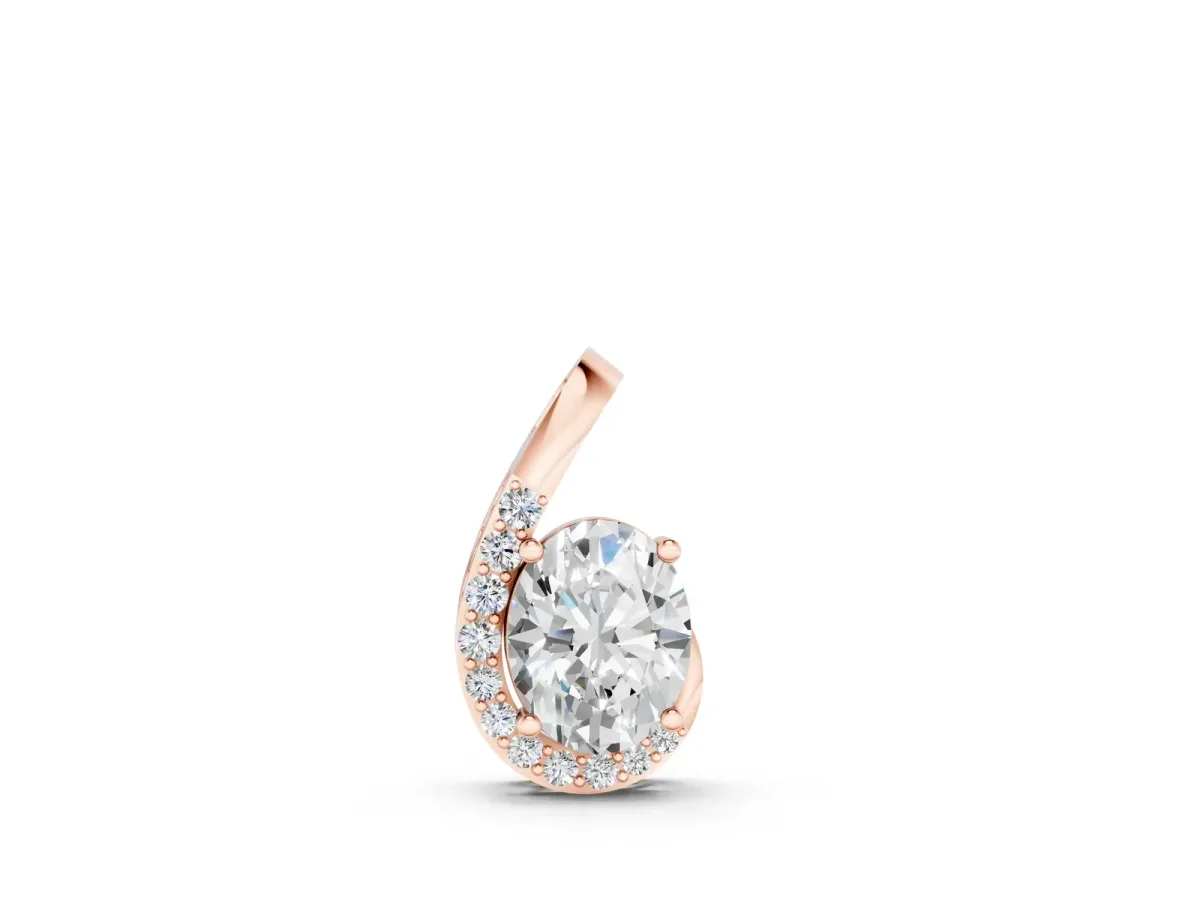 Round Diamond Swirl Pendant with Prong Setting Rose gold