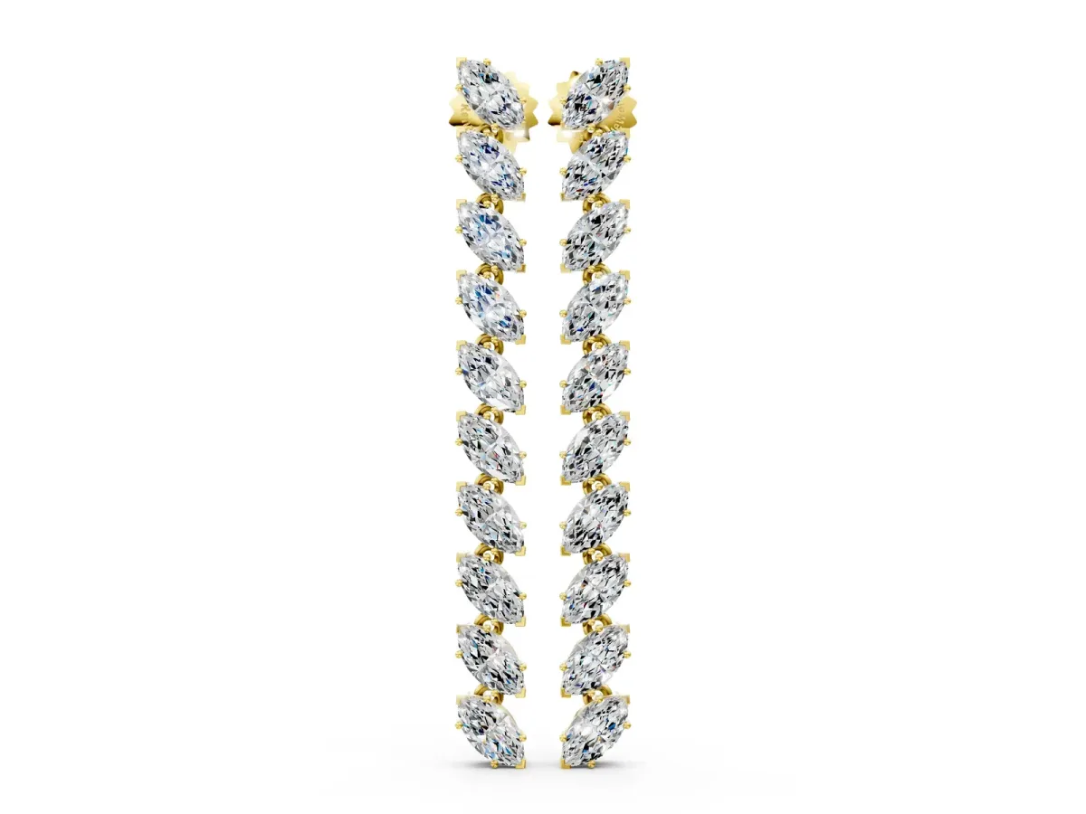Marquise Diamond Linear Dangle Earrings Yellow gold