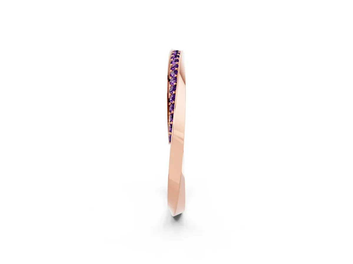 Pavé Round Amethyst Twist Band Rose gold