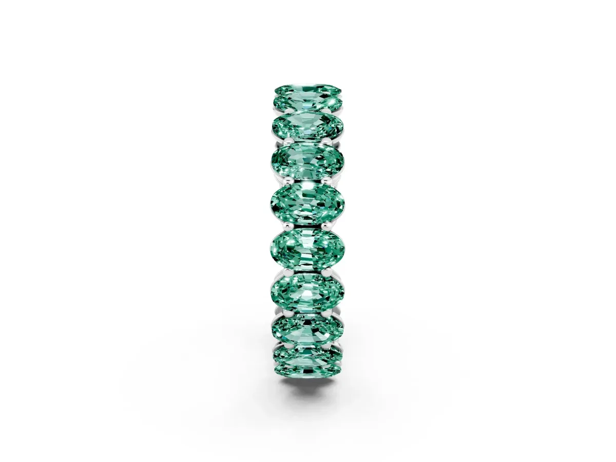 Oval Cut Green Sapphire Eternity Band with Shared Prong Setting Platinum