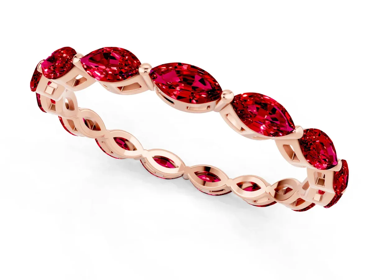 Marquise Ruby Eternity Band with U-Prong Setting Rose gold