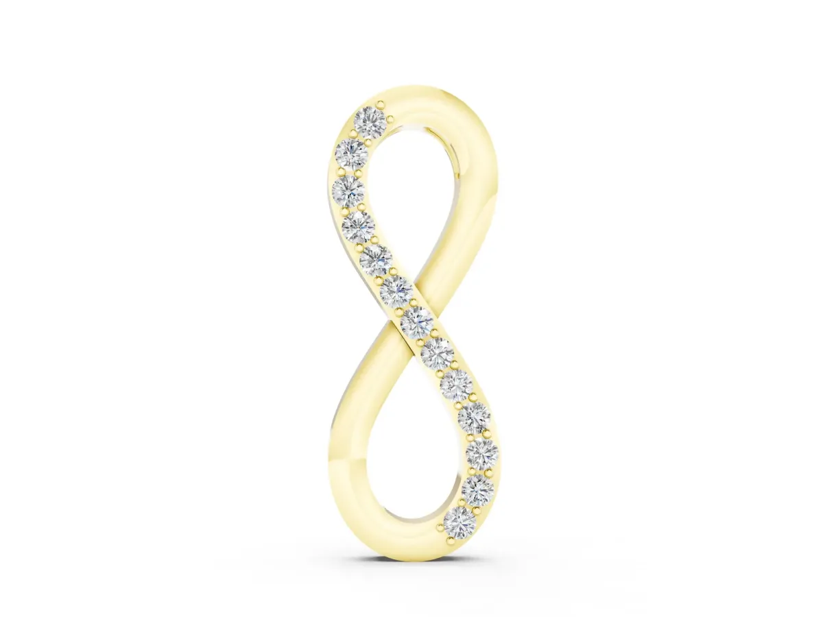 Infinity Pendant with Round Brilliant Diamonds in Pavé Setting Yellow gold