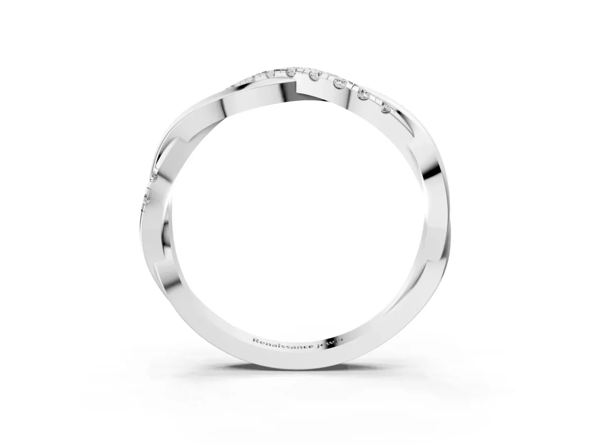 Twisted Pavé Round Diamond Infinity Band White gold