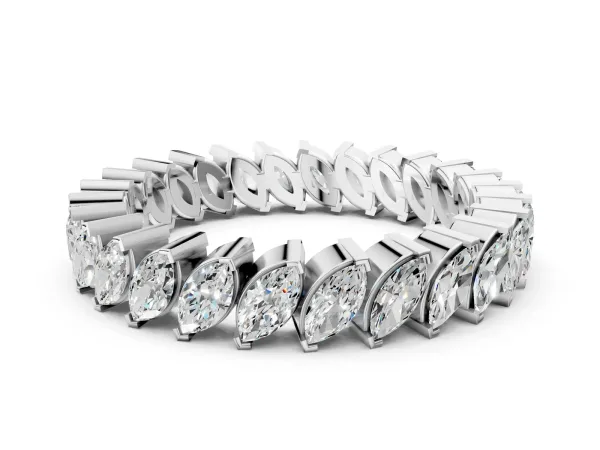 Marquise Diamond Shared Prong Full Eternity Band White gold