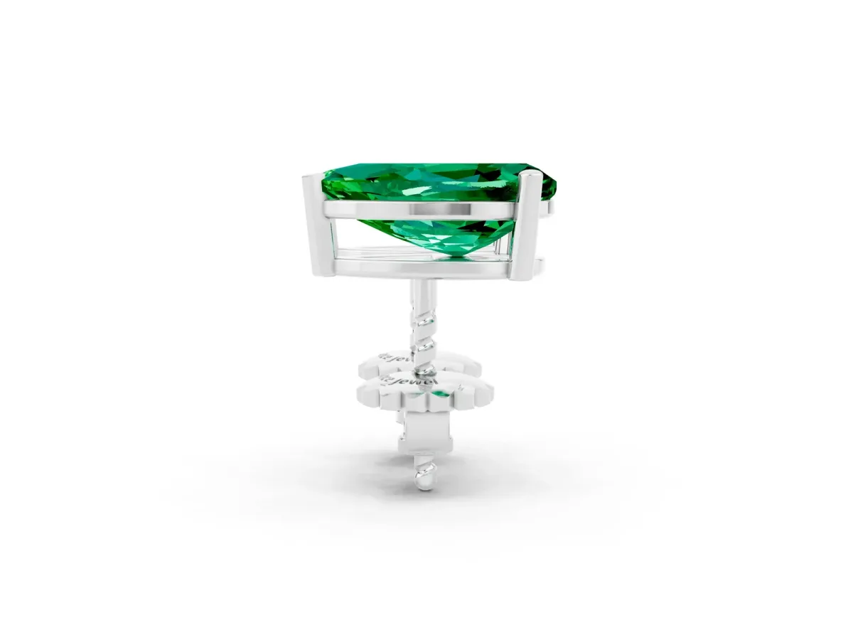 Pear Cut Emerald Stud Earrings Silver