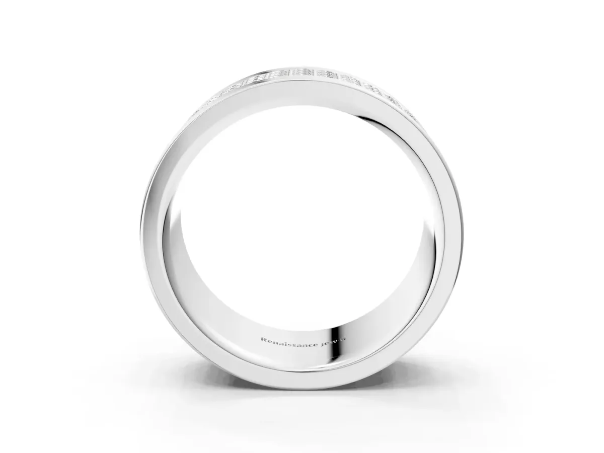 Round Diamond Multi-Row Pavé Mens Band Platinum