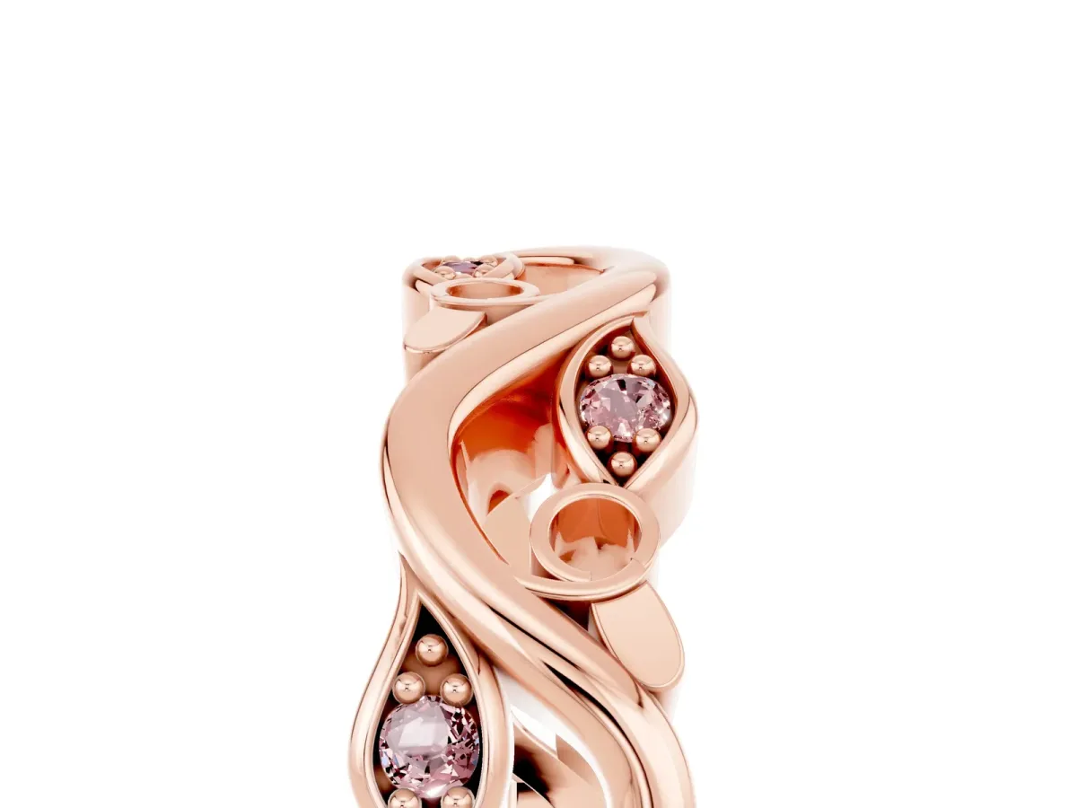 Marquise Morganite Vine Eternity Band with Bezel Setting Rose gold