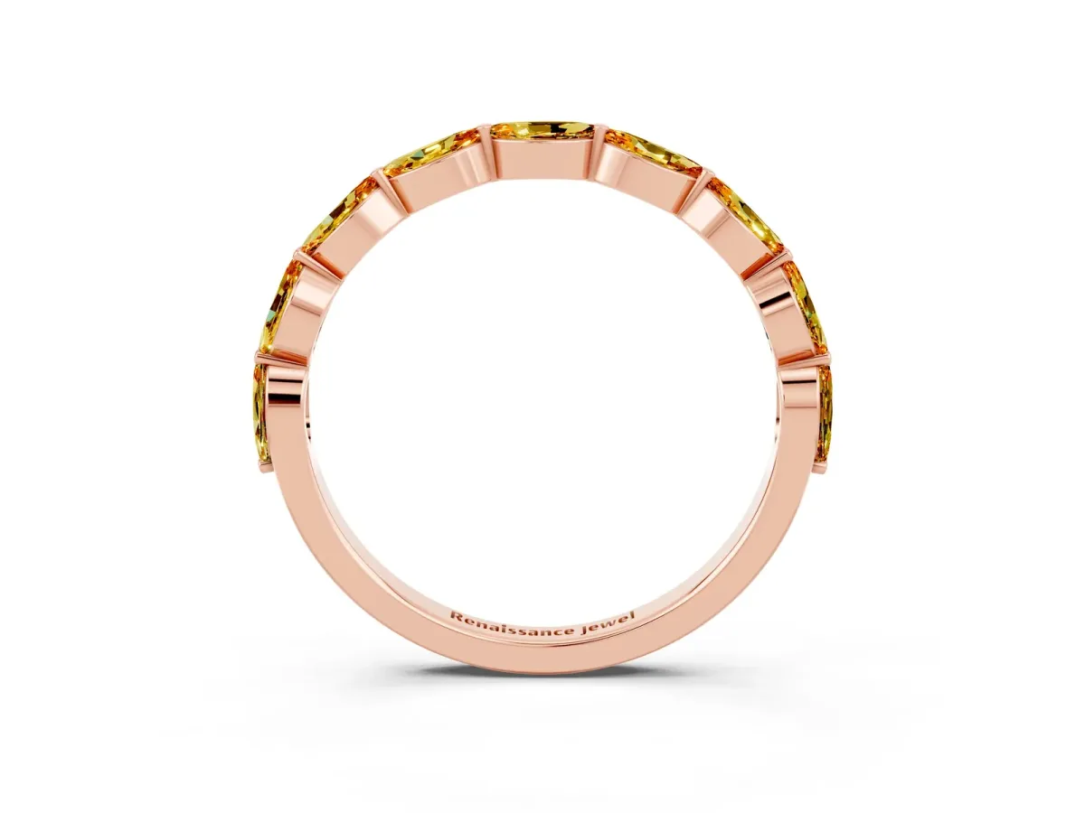 Marquise Citrine Half Eternity Band with Prong Setting Rose gold