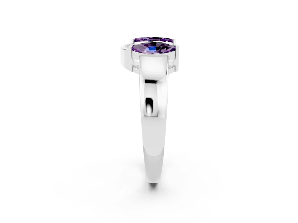 Marquise Amethyst Open Band Ring with Tension Setting White gold
